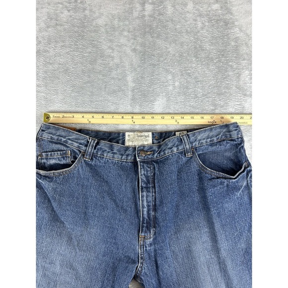 Timberland Jeans Mens 42x32 Blue Straight‎ Relaxed Dark Baggy Skater Y2K - Picture 4 of 8